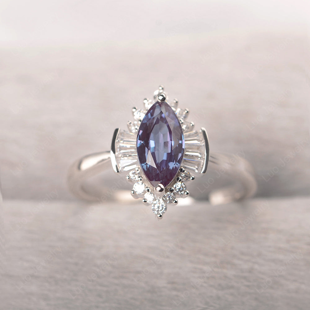 Marquise Alexandrite Engagement Ring White Gold - LUO Jewelry