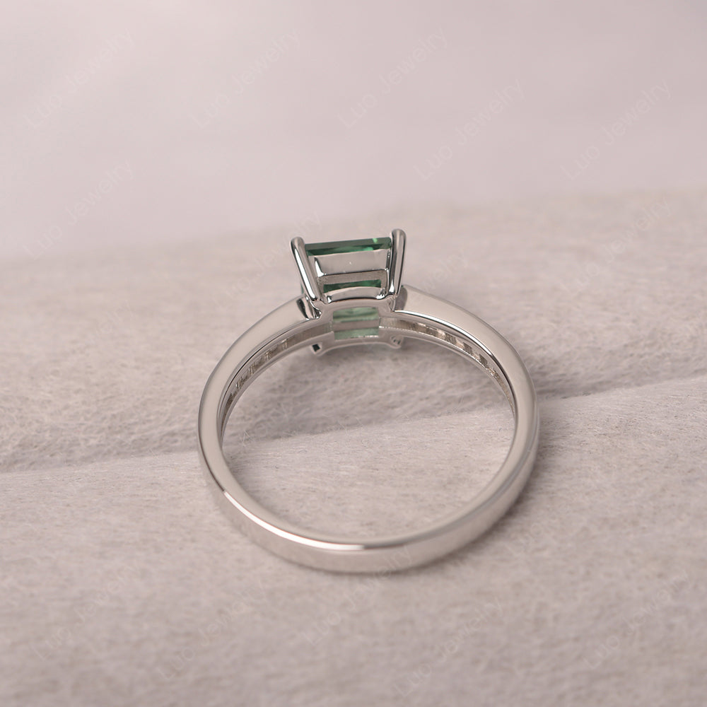 Green Sapphire Wedding Rings Princess Cut Rose Gold - LUO Jewelry