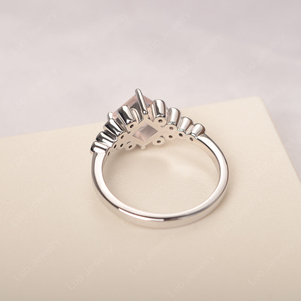 Princess Cut Rose Quartz Engagement Ring Rose Gold - LUO Jewelry