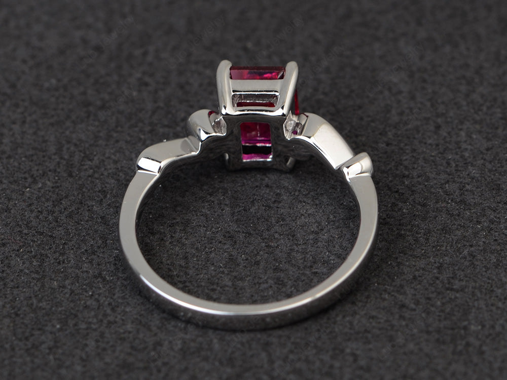 Unique Emerald Cut Ruby Ring Rose Gold - LUO Jewelry