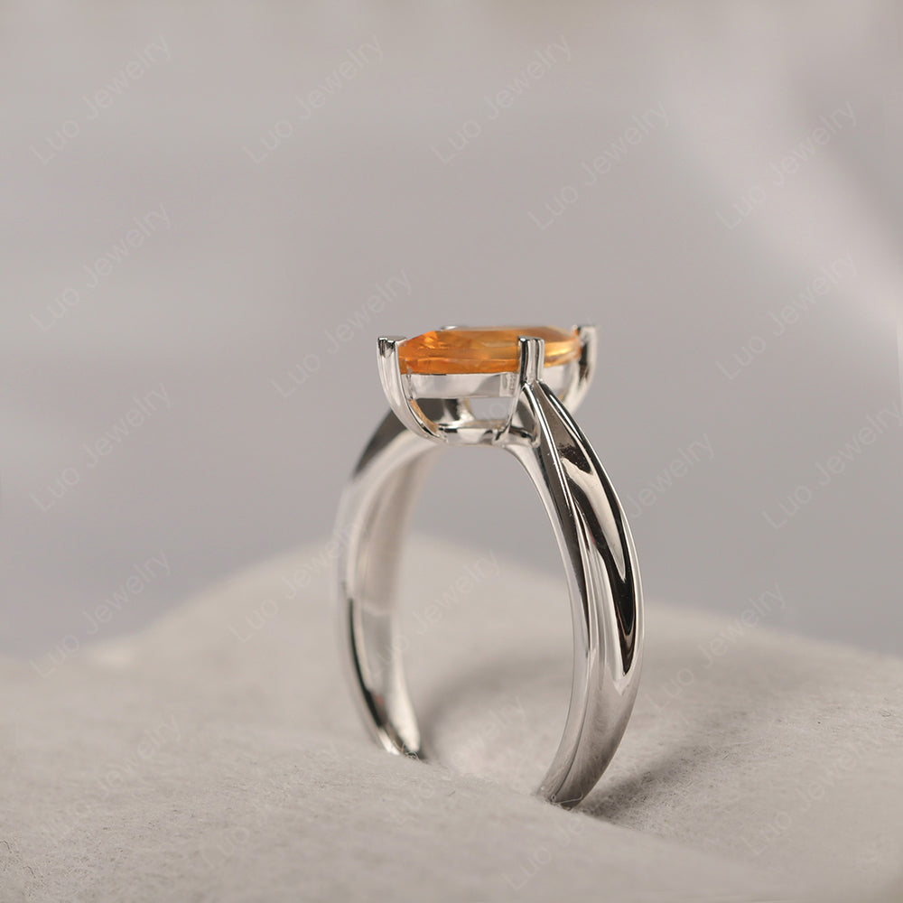 Citrine Wedding Ring Marquise Solitaire Ring - LUO Jewelry