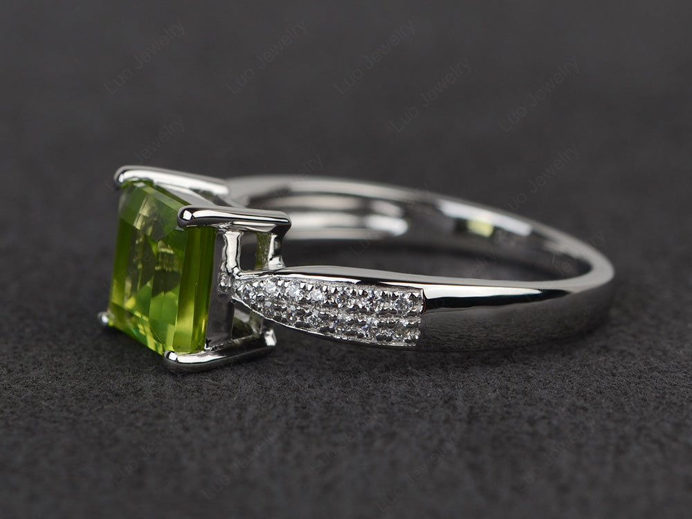 Square Peridot Ring Sterling Silver - LUO Jewelry