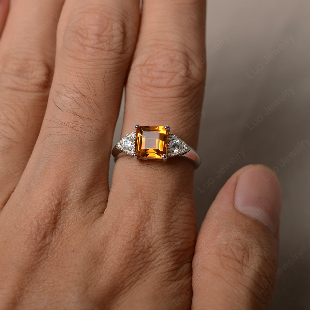 Citrine Engagement Ring Square Cut - LUO Jewelry