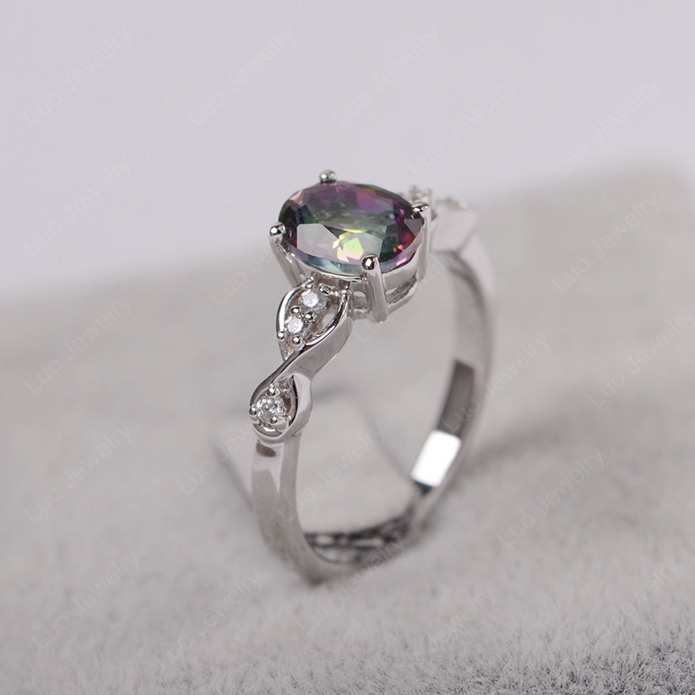 Mystic Topaz Ring Oval Cut Engagement Ring - LUO Jewelry