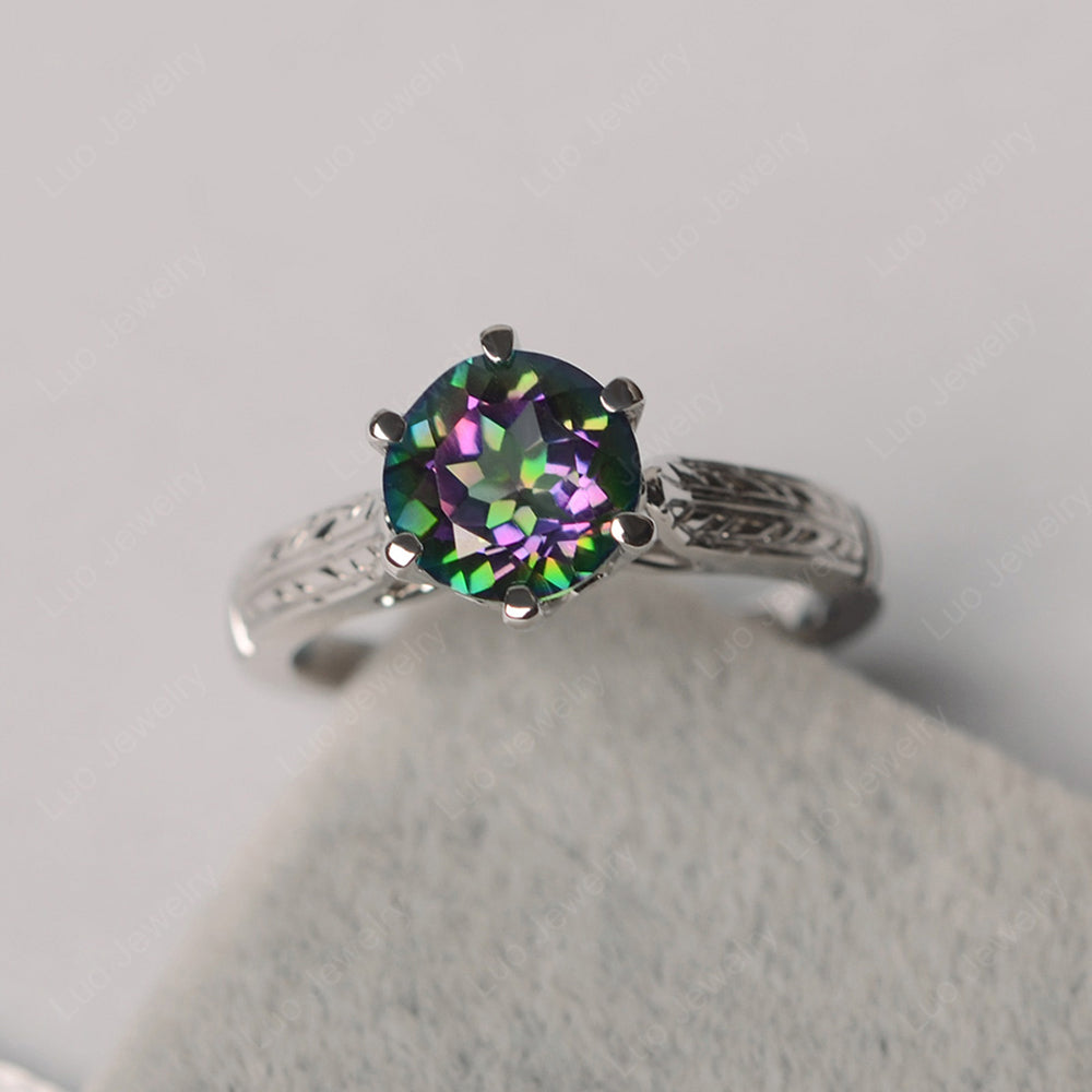 Vintage Mystic Topaz Cathedral Engagement Ring - LUO Jewelry