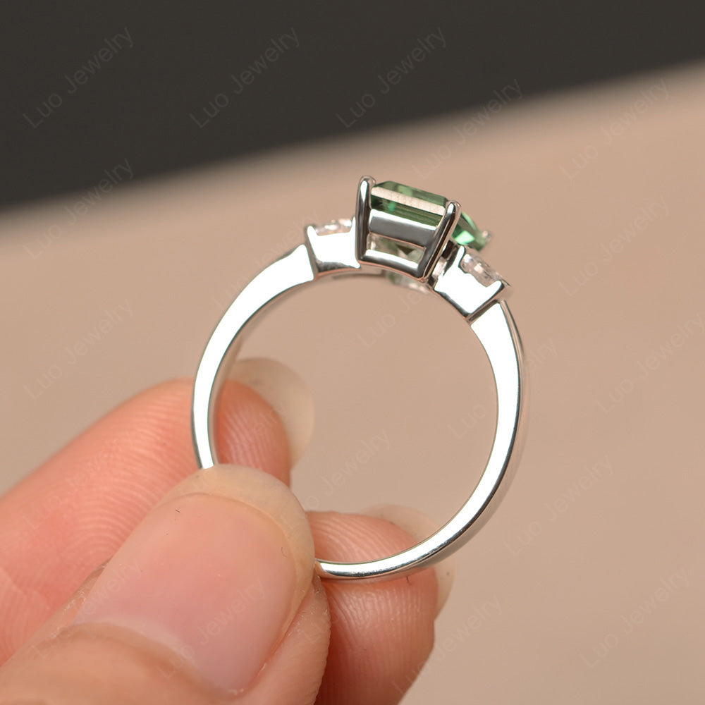 Emerald Cut Green Sapphire Wedding Ring Rose Gold - LUO Jewelry