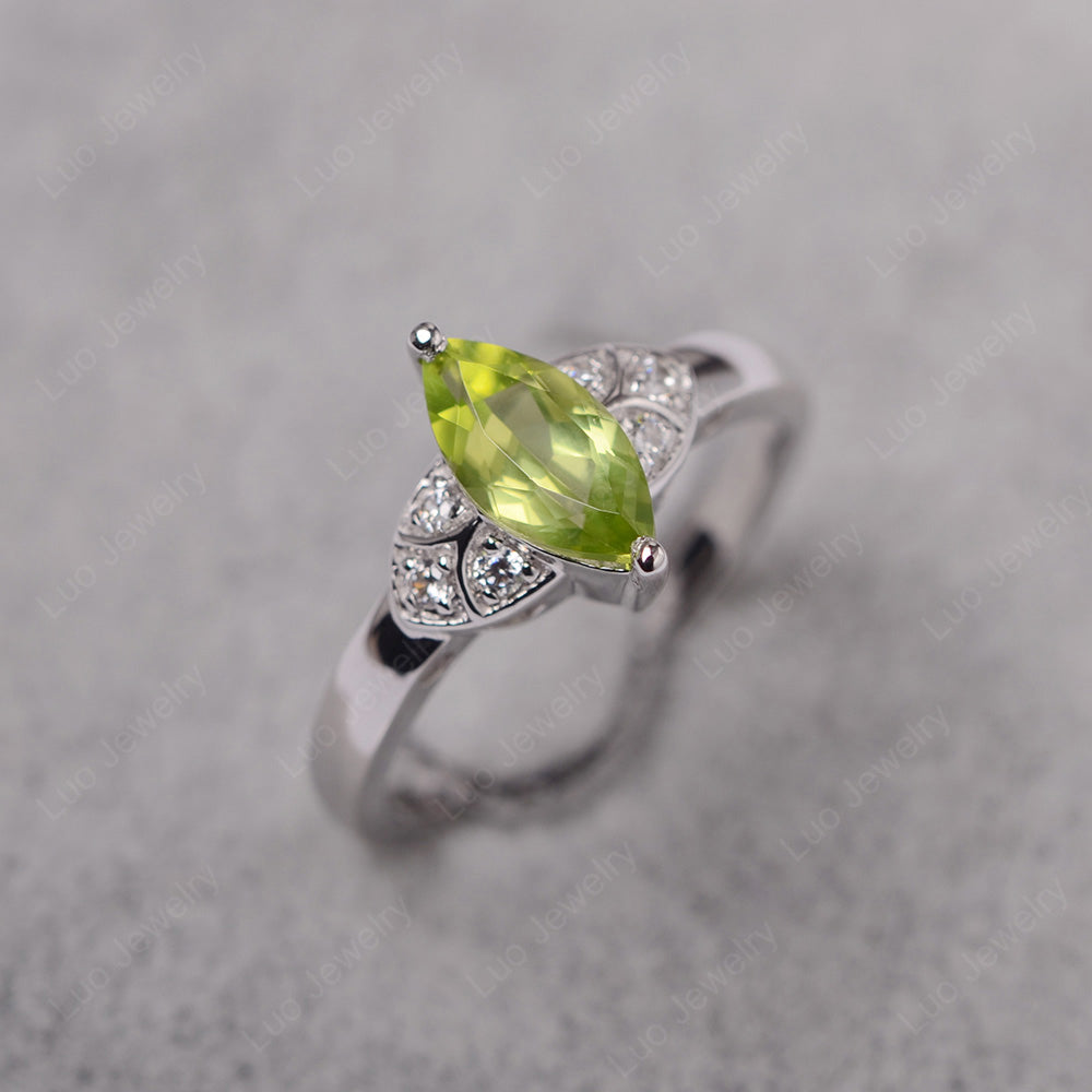 Marquise Cut Peridot Ring Gold - LUO Jewelry