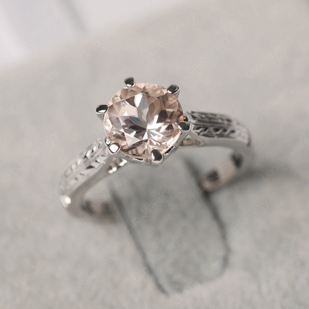 Vintage Morganite Cathedral Engagement Ring - LUO Jewelry