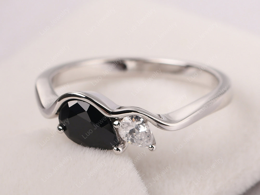 Unique Mothers Rings 2 Stones Black Spinel Ring - LUO Jewelry