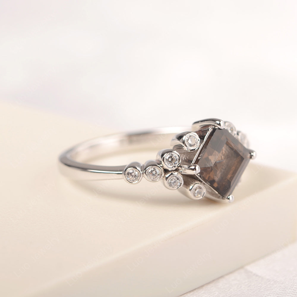 Square Cut Smoky Quartz  Engagement Ring Rose Gold - LUO Jewelry