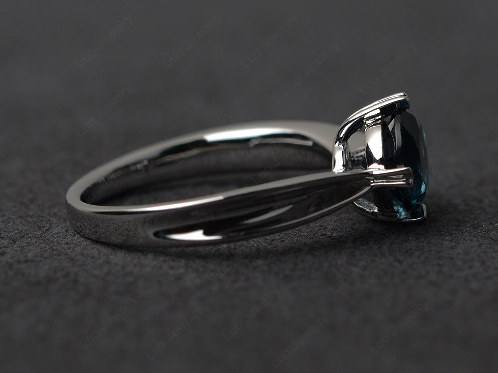 Heart Prong London Blue Topaz Solitaire Wedding Ring - LUO Jewelry