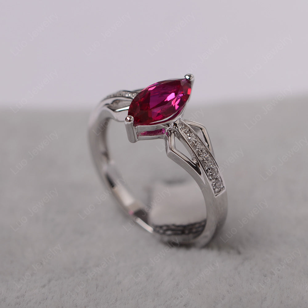 Marquise Ruby Engagement Ring - LUO Jewelry