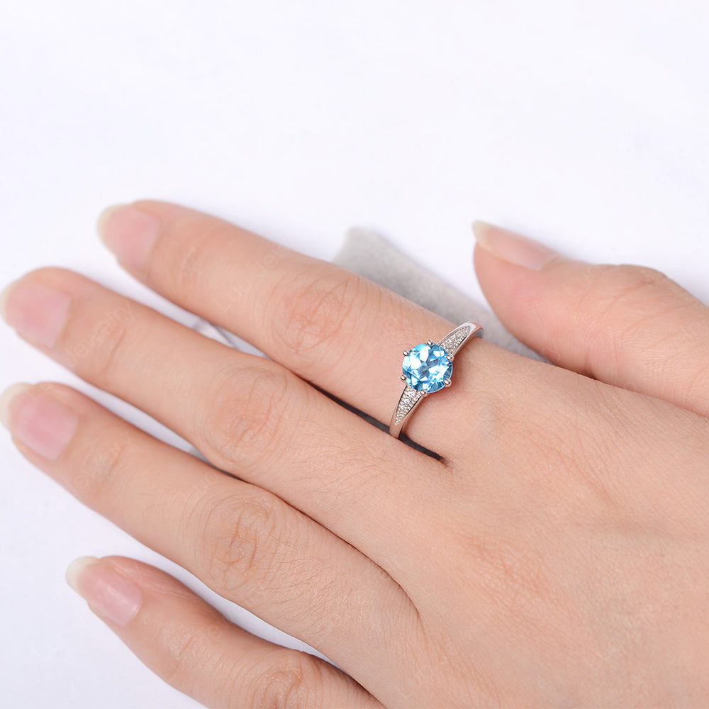Brilliant Cut Swiss Blue Topaz Engagement Ring Silver - LUO Jewelry