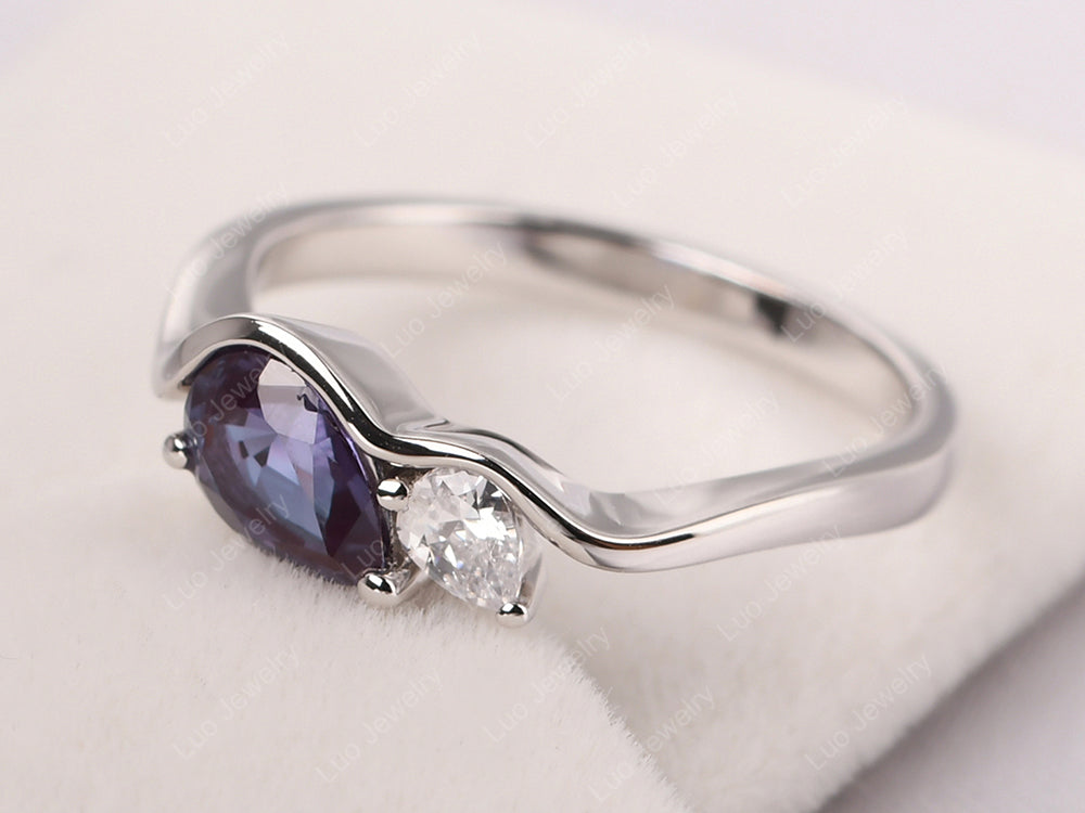 Unique Mothers Rings 2 Stones Alexandrite Ring - LUO Jewelry