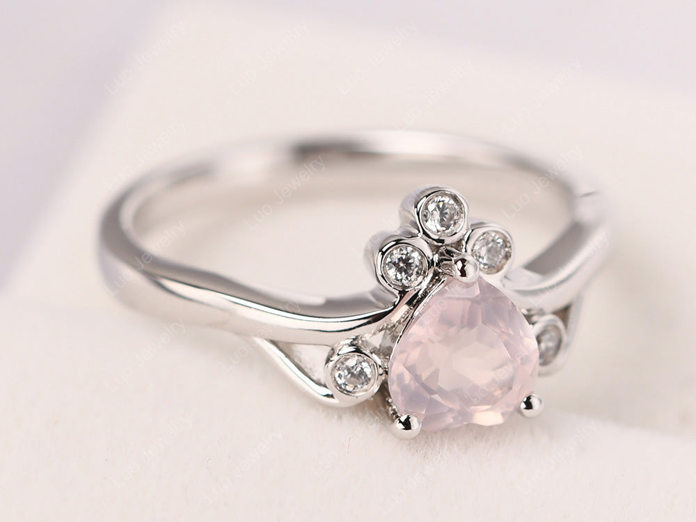Vintage Heart Shaped Rose Quartz Engagement Ring - LUO Jewelry