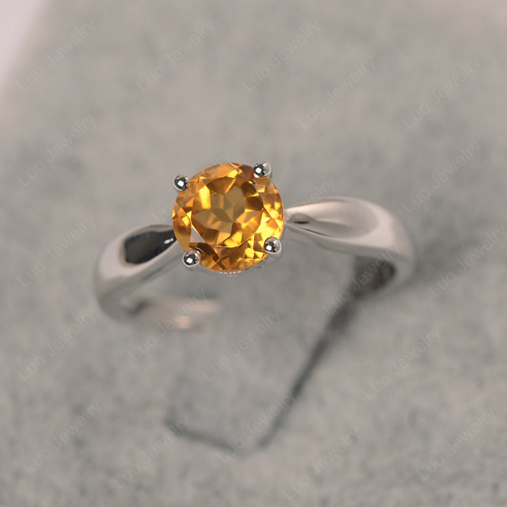 Citrine Solitaire Wedding Ring Yellow Gold - LUO Jewelry