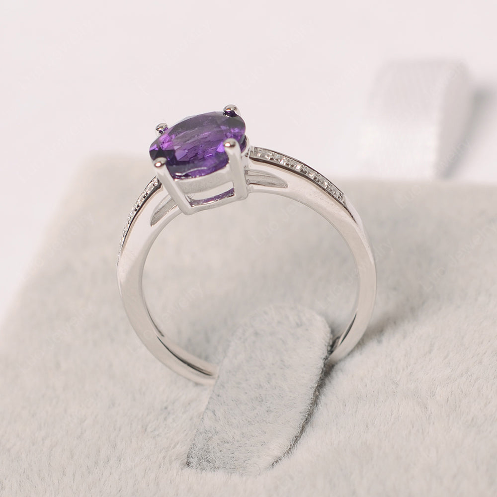 Round Cut Amethyst Ring Yellow Gold - LUO Jewelry