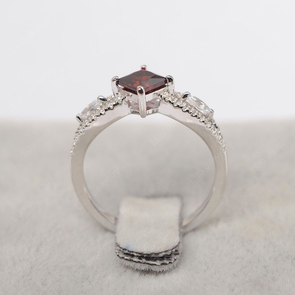 Vintage Princess Cut Garnet Ring Rose Gold - LUO Jewelry