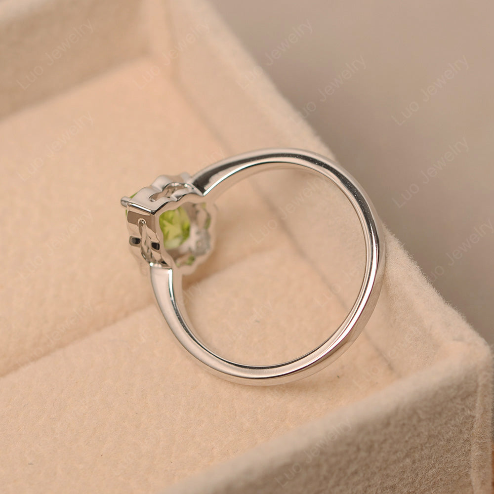 Marquise Cut Peridot Halo Engagement Ring - LUO Jewelry