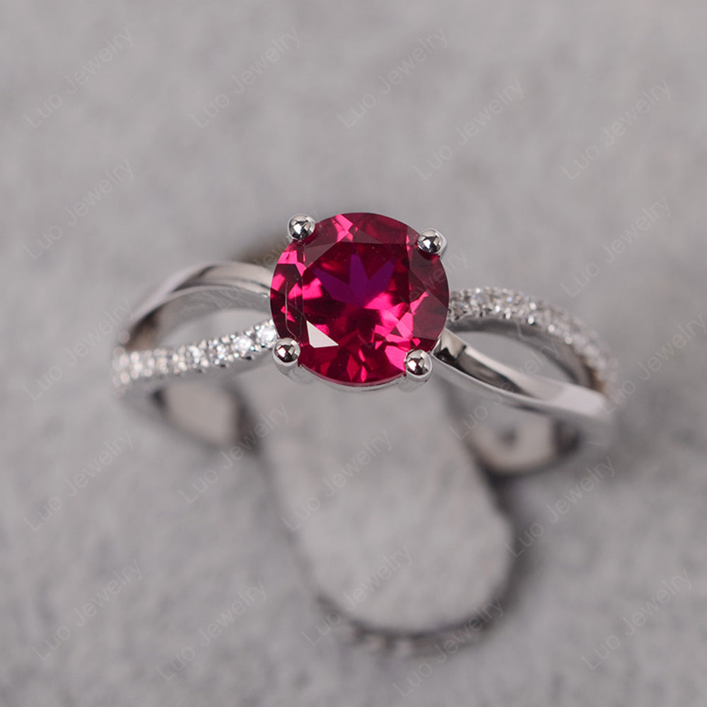 Ruby Ring Split Shank Engagement Ring - LUO Jewelry