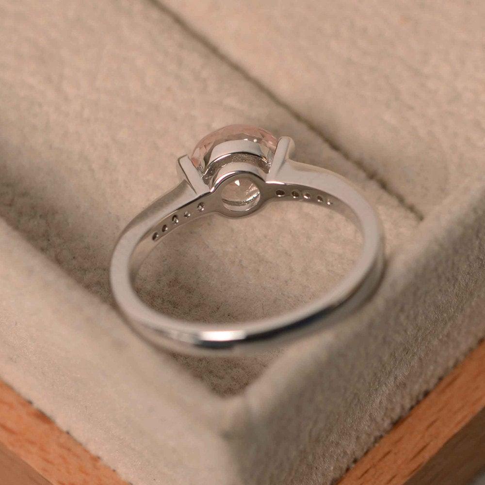 Round Brilliant Cut Morganite Ring White Gold - LUO Jewelry