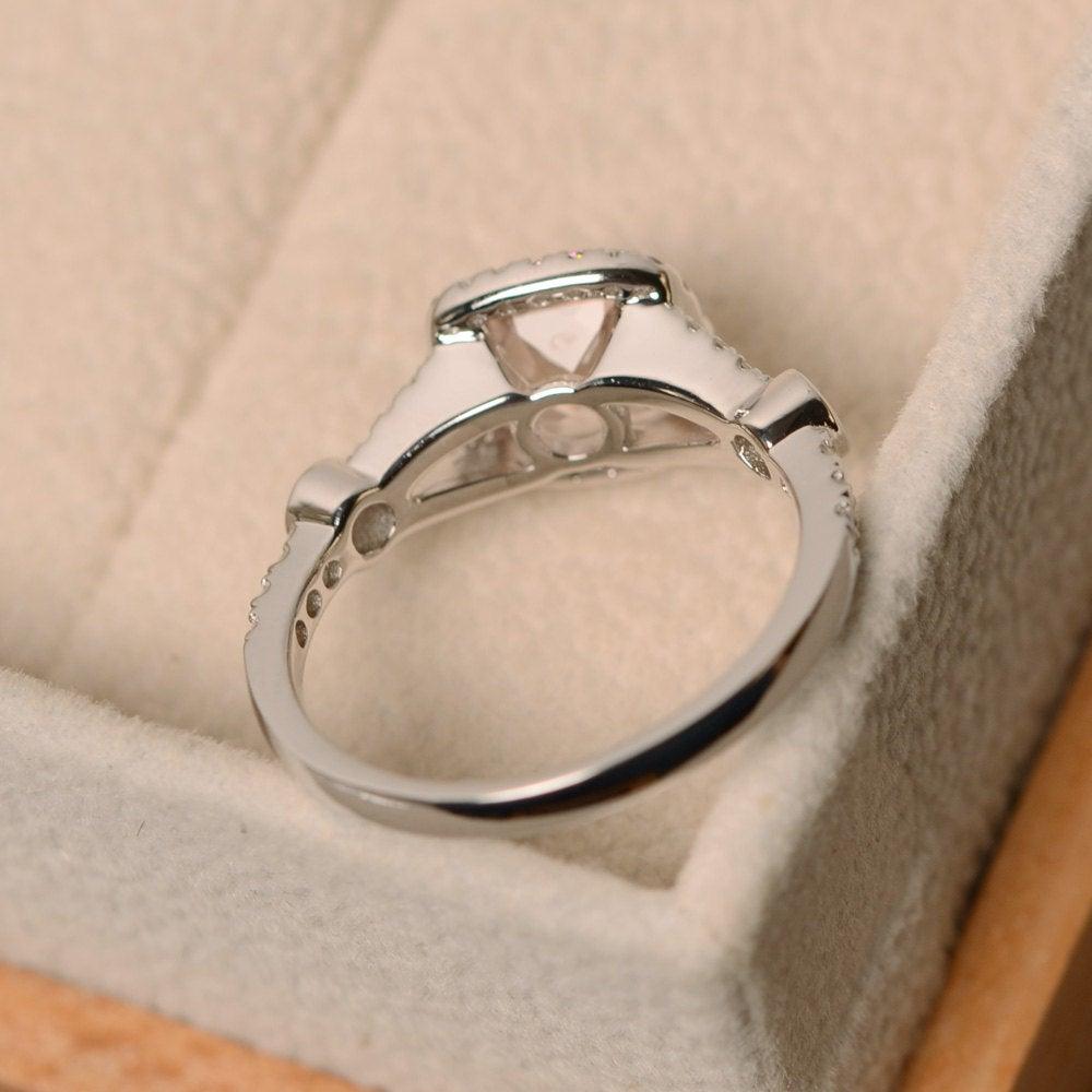 Cushion Cut Art Deco Morganite Wedding Ring - LUO Jewelry