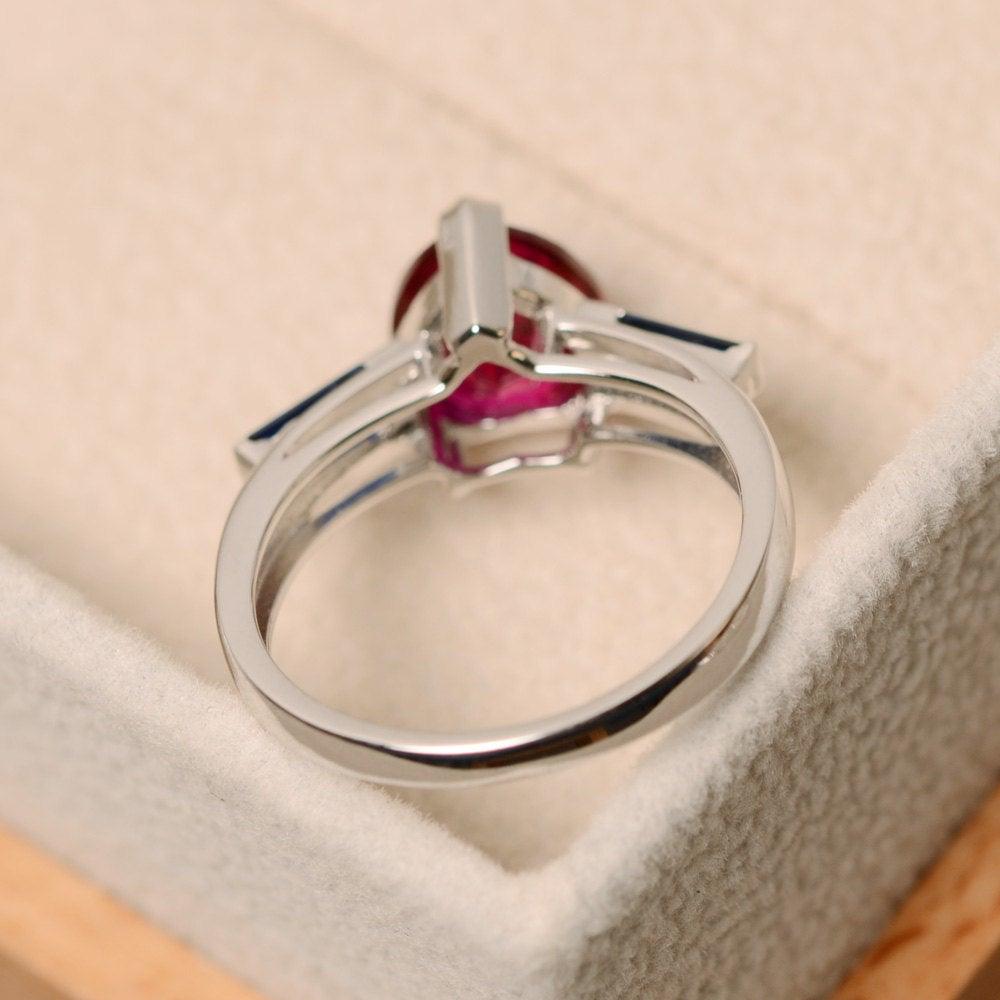 Heart Shaped Ruby and Sapphire Ring - LUO Jewelry