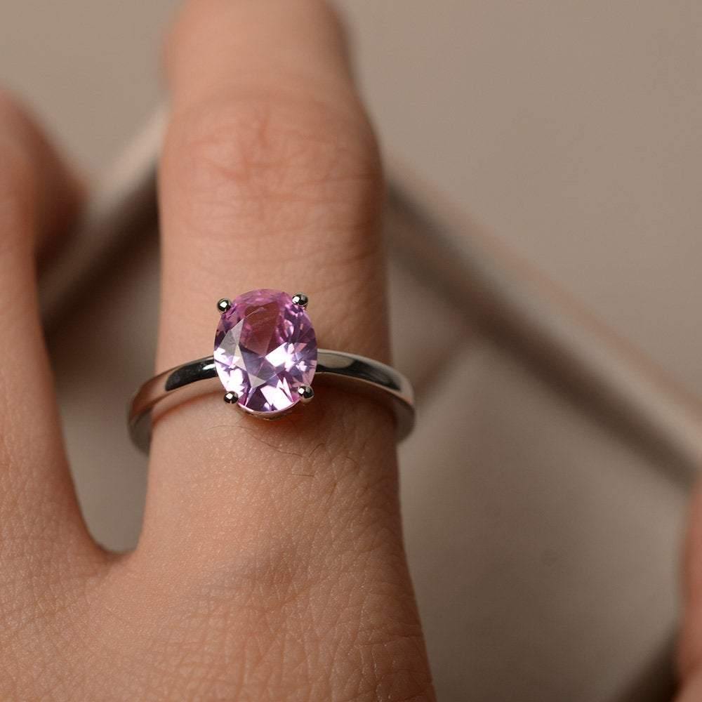 Oval Pink Sapphire Solitaire Engagement Ring - LUO Jewelry